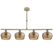 Fabrilamp - Lampara Estela 4xe14 Cuero Regx75x13 Cm C/tulipas  Cristal Tallado Ambar