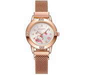 Hello Kitty Diamond Women's Watches Cat Bow Kawaii Pink Ladies Gold Sliver Metal Jewelry Cartoon Magnetic Watch Girls