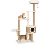 vidaXL ÁRBOL PARA GATOS COJÍN LUJO POSTE RASCADOR HIERBA MARINA 148 CM
