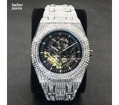Automatic Watch For Men Luxury Full Ice Out  Hip Hop Tourbillon Watches Bling Diamond Gold Male Mechanical Clock Dropshipping