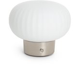 Ledkia Lámpara de Mesa LED Metal Portátil Exterior con Batería USB Recargable Aluzna Níquel