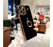 Soft Electroplated Side Love Heart Phone Case For iPhone 11 12 13 14 Pro Max XS X XR 15Plus Ring Silicone Cases Cover
