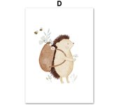 Boho Cartoon Fox Rabbit Bee Bear Hedgehog Flower Posters Art Prints Canvas Painting Wall Pictures Baby Kids Room Home Decoration