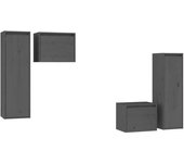 vidaXL Muebles para TV 4 piezas madera maciza de pino, Mueble de Salon, Mueble TV, Mueble TV salon, Mesa de TV, Mueble tele