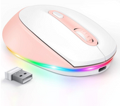 BOW Purple Wireless Mouse Rechargeable Mouse for Laptop Small Cordless Mice  Quiet Click LED Rainbow Lights for Computer