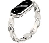 Suitable for Xiaomi band 9 8 nfc strap, hollowed leather chain leather, metal magnetic snap personality miband replacement strap
