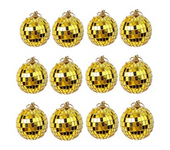 12-Piece Mirror Disco Ball Decoration, Party or DJ Lighting Effects, Home Decoration, Stage Props (2 Inches, Gold)