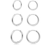 2/6Pcs Huggie Hoop Earrings for Women Men -  Stainless Steel Hoop Earrings for Cartilage Tragus Helix Daith Piercing Jewelry