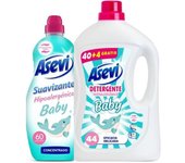 ASEVI Pack Detergente Baby delicado 44 Dosis + Suavizante Hipoalergénico Baby 60 Dosis - El mejor cuidado para la ropa de tu bebé