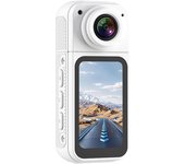 Cámara de acción pulgar, cámara de vlogging portátil de 2.7 K con ángulo de lente de 180°, pantalla IPS HD de 1.47 pulgadas, cámara corporal de montaje magnético para ciclismo, transmisión en