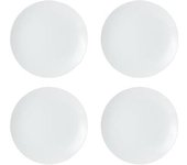 Mikasa Chalk Juego de 4 Platos Llanos de Porcelana, 4x Platos de Porcelana Blanca para el Día a Día y Formal, 27cm - Apto para Microondas y Lavavajillas