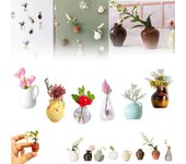 6 mini jarrones magnéticos para nevera, bonitos mini jarrones de cerámica para nevera, jarrones magnéticos 3D DIY para flores, pequeños jarrones con flores, accesorios para nevera, decoración de cocina y oficina (6 unidades)