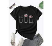 Paw Print Crew Neck T-Shirt, Casual Short Sleeve T-Shirt For Spring & Summer, Women's Clothing