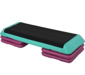 HOMCOM Tabla de Stepping Fitness Aeróbico Bicicleta Estática Stepper Altura Regulable 10cm/15cm/20cm PVC PP Negro+Verde+Morado 110 x 40 x 20 cm
