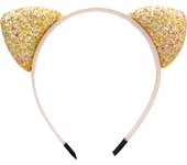 Glitter Cat Ears Headband Kitty Headband for Girls and Women Sparkly Hair Hoop Shiny Hairbands Hair Accessories for Daily