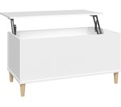 vidaXL Mesa de centro madera contrachapada 90x44,5x45 cm Blanco, Negro, Blanco brillante Mesita de Salón o Comedor o Auxiliar Mesa de Café Meuble Salón