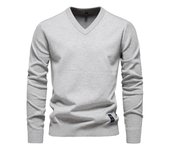 2024 otoño e invierno nuevo suéter de algodón de color sólido con cuello en V suéter de moda para hombres suéter de punto para hombres