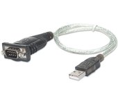 Manhattan 205146 cable de serie Gris 0,45 m USB A Serial/COM/RS232/DB9