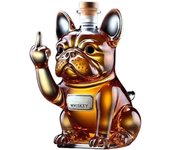 Divertida botella de whisky de bulldog francés, decantador de whisky de bulldog francés con dedo medio en 3D, vasos de whisky con forma de bulldog grabados para hombres, papás, esposos y amantes del bar en casa (A)
