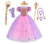 Girls Rapunzel Princess Dress Children Fancy Cosplay Tangled Costume Set Halloween Carnival Birthday Party Gown Outfit Clothes