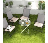 Outsunny Conjunto de Cojines para Sillas de Comedor 42x42x5 cm Juego de 4 Piezas Cojines para Sillas de Jardín Impermeable con 2 Amarres de Fijación