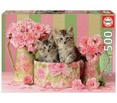 Puzzle 500 piezas gatitos con rosas 48 x 34 cm EB17960