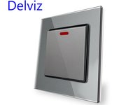 Delviz 20A Water Heater Switch, Toughened Crystal Glass Panel,Double pole double break Button, High power air conditioner Switch