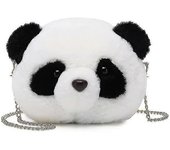Plush Panda Purse For Girls, Cute Carton Crossbody Bag Small Fluffy Panda Shoulder Bag, Mini Plush Animal Bag With Removable Gold Chain For Travel (bl