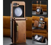 Couro Crossbody Zipper Wallet Card Slot Phone Case  Lanyard Purse Bag  Flip Stand Cover  Fit para Samsung Galaxy Z Flip 5 4 3