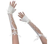 Encaje hasta mangas de brazo para mujeres adolescentes chica elegante ahuecado mangas decorativas Halloween brazo decoraciones partido mangas de brazo blanco