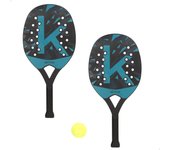 Aktive - Set palas playa 3 piezas, 2 palas con diseño perforado y mango antideslizante, incluye pelota y bolsa de red para transporte, ideal para jugar en la playa o parque al aire libre, juego de raquetas de plástico