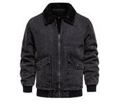 Nueva chaqueta vaquera de terciopelo de otoño e invierno, tops vaqueros lavados informales para hombre, Chaqueta de algodón gruesa para hombre