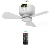 Ventilador de Campamento de 8000 mAh funciona con Pilas, ventilador portátil USB recargable con mando a distancia, Luz de ventilador de techo con 3 Aspas de ventilador desmontable, temporizador