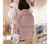 Mochila impermeable de nailon para adolescentes, bolso de hombro de moda para niñas, mochila escolar de secundaria para mujeres, color negro