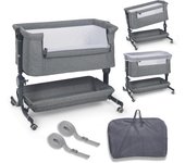 ms Minicuna Colecho Comfy - Cuna Colecho Regulable Multialturas, Reclinable - Colchón Incluido e Incluye Mosquitera de Serie (POSIBILIDAD DE COMPRAR CON VESTIDURAS)