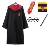 Conjunto de disfraz de Bruja de 5 piezas, disfraz de bruja para niños con túnica de Mago, Varita, corbata, bufanda, Gafas, ajustado para Fiesas de Carnaval, Juegos de Rol, disfraz de Halloween para niños y niñas
