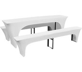 vidaXL 3x Fundas Estirables de Mesa y 2 Bancos Cubierta Muebles Jardín Color Negro,  Crema,  Blanco y mas