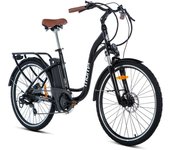 Moma Bikes Bicicleta Electrica, Urbana EBIKE-28.2, Aluminio. SHIMANO 7v & Doble Frenos Disco Hidraulicos, Batería Ion Litio 36V 16Ah