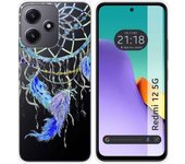 Funda Silicona Transparente para Xiaomi Redmi 12 5G diseño Plumas Dibujos