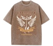 Summer Women Cotton Washed T-Shirts Nashville Music City Tennessee Print Tee Shirts Distressed O-Neck Loose Tops Female Clothes