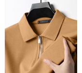 Summer New Men's Casual Slim Fit Polo Shirt Flip Collar Breathable Half Zipper Short Sleeve Top Solid Color Comfortable T-shirt