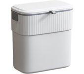 Cubo de basura colgante de 1.8 galones con tapa, cubo de basura de 7 litros montado en la pared para puerta de armario de cocina, cubo de basura pequeño debajo del fregadero para armario, baño