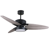 Ventilador de Techo FABRILAMP DC Cross 30W Negro con 3 Aspas Reversibles Gris/roble y Tecnología LED Integrada