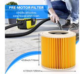 2 Pcs Cartridge Filter for Karcher Vacuum Cleaner WD3 Premium WD2 WD3 WD1 MV3 MV2 WD 3 P Extension Kit Against Fine Dust