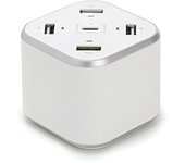 Estación usb smart con 3 x usb + 1 x usb fast charge qc 3.0 + 1 x salidas type-c - máx. 9,6 a - máx. 48 w - blanco