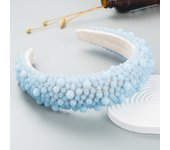 Fashionable Cross Border Handmade Beaded Pearl Headband With Jelly Color Women's Sponge Wide Edge Korean Hair Accessories