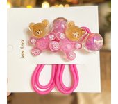 2PCS New Lovely Graffiti Bear Girls Kids Elastic Hair Bands Princess Hair Accessories Children Hair Ties Baby Headwear
