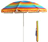 S7 STAR Sombrilla Playa Multicolor, Sombrilla Plegable Grande 220cm, Sombrilla Ligera con Bolsa Transporte, Protecciíon UV 50 Sombrilla Exterior con Tubo Aluminio, Ideal para Aire Libre / Playa/ Verano