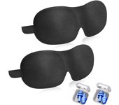 3D Masque de nuit,Cache Yeux pour Dormir,Masque de Sommeil pour Homme Femme pour les voyages en avion, la maison, l'hôtel,avec 2 paires Bouchons d'oreilles (Noir)
