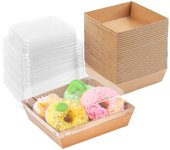 50-Pack Cake Slice Boxes, Cake Boxes with Clear Lids,Cupcake Boxes Disposable Food Containers Takeaway Boxes for Weddings(Brown)
